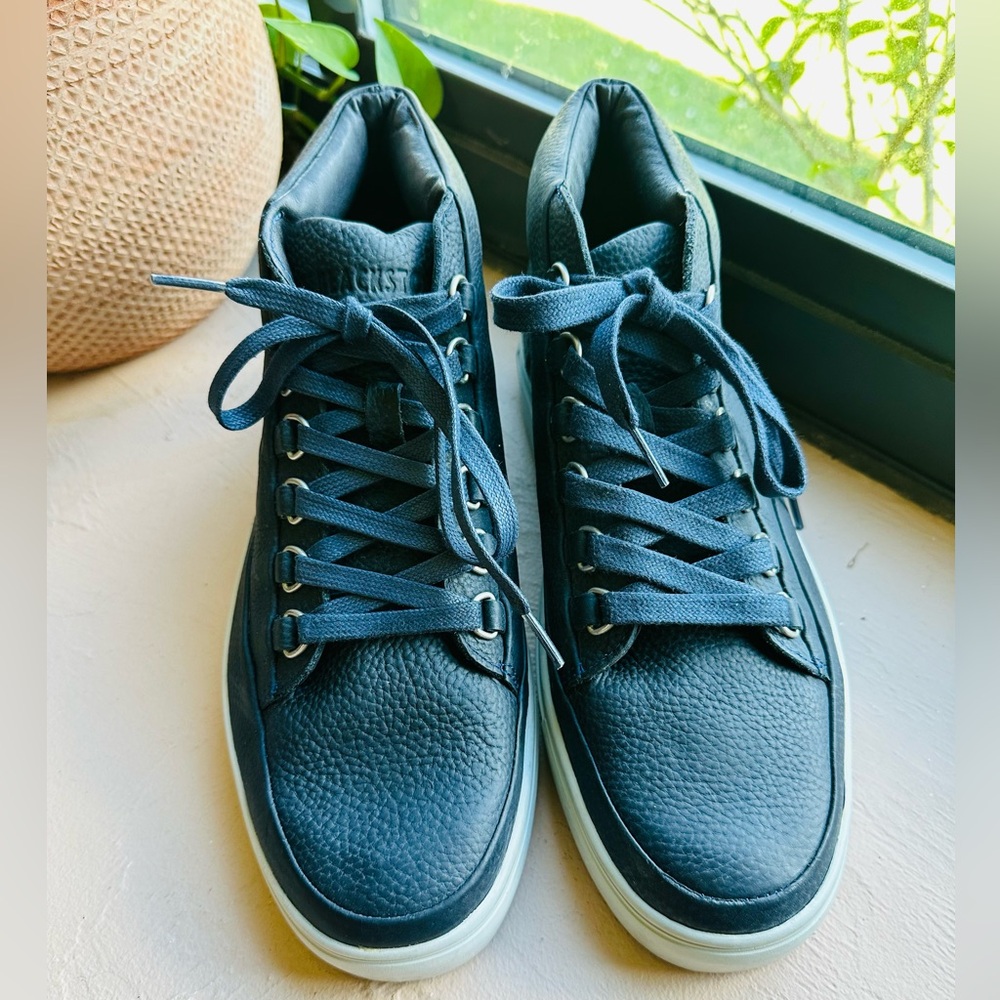 Blackstone Leather Navy Marine Blue High-Top Sneakers Size 42/US9